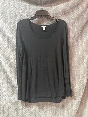 Paraphrase Black Long Sleeve Scoop Neck Top Size Large